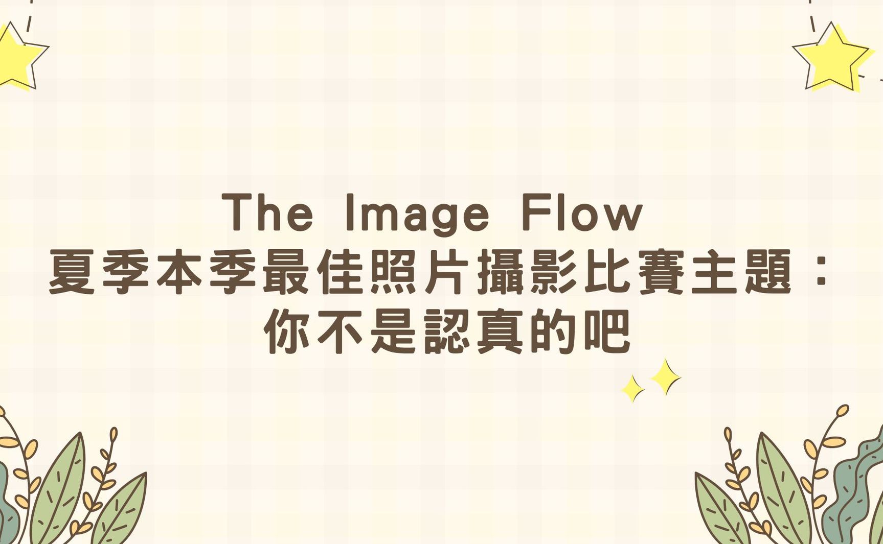 The Image Flow 夏季本季最佳照片摄影比赛主题：你不是认真的吧