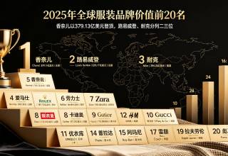 2025 年全球服装品牌价值前 20 名